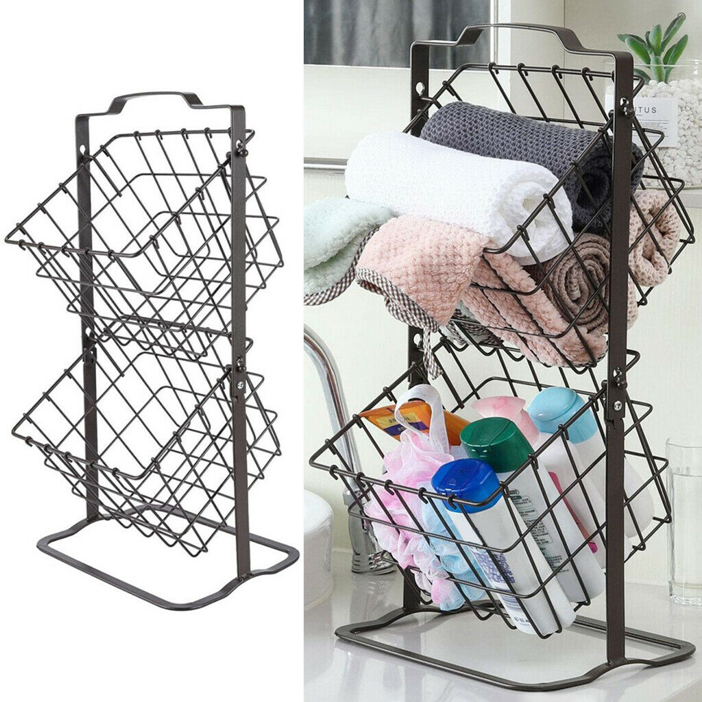 Double Layer 2-Layer Fruit Basket Countertop Storage Organizer Display Stand