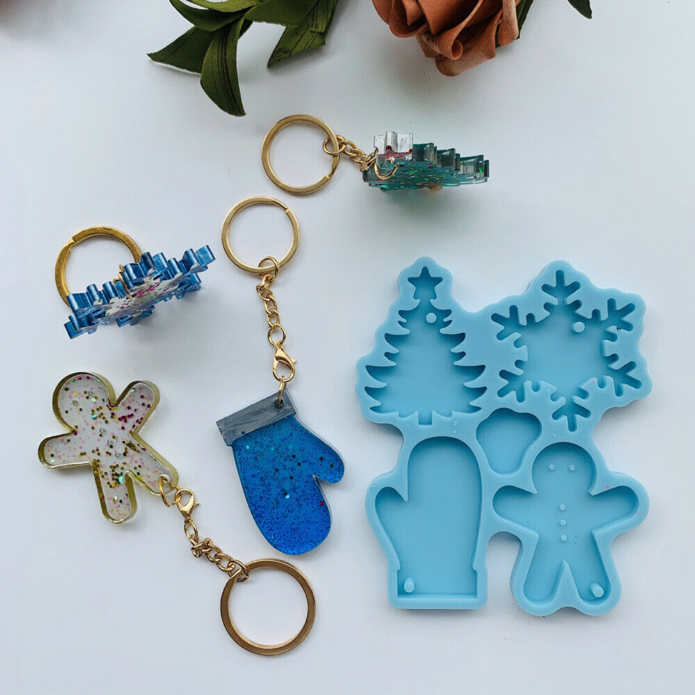 DIY Christmas Tree Snowflake Silicone Mold Epoxy Casting Earrings Keychain Craft