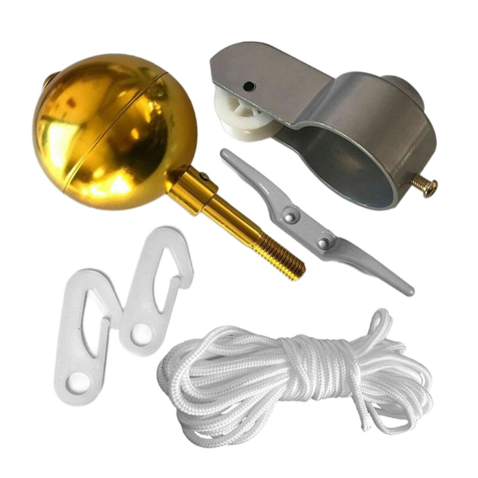 Outdoor Garden Flagpole Hardware Kit for 2"OD Tube 3" Topper Ball Ornament