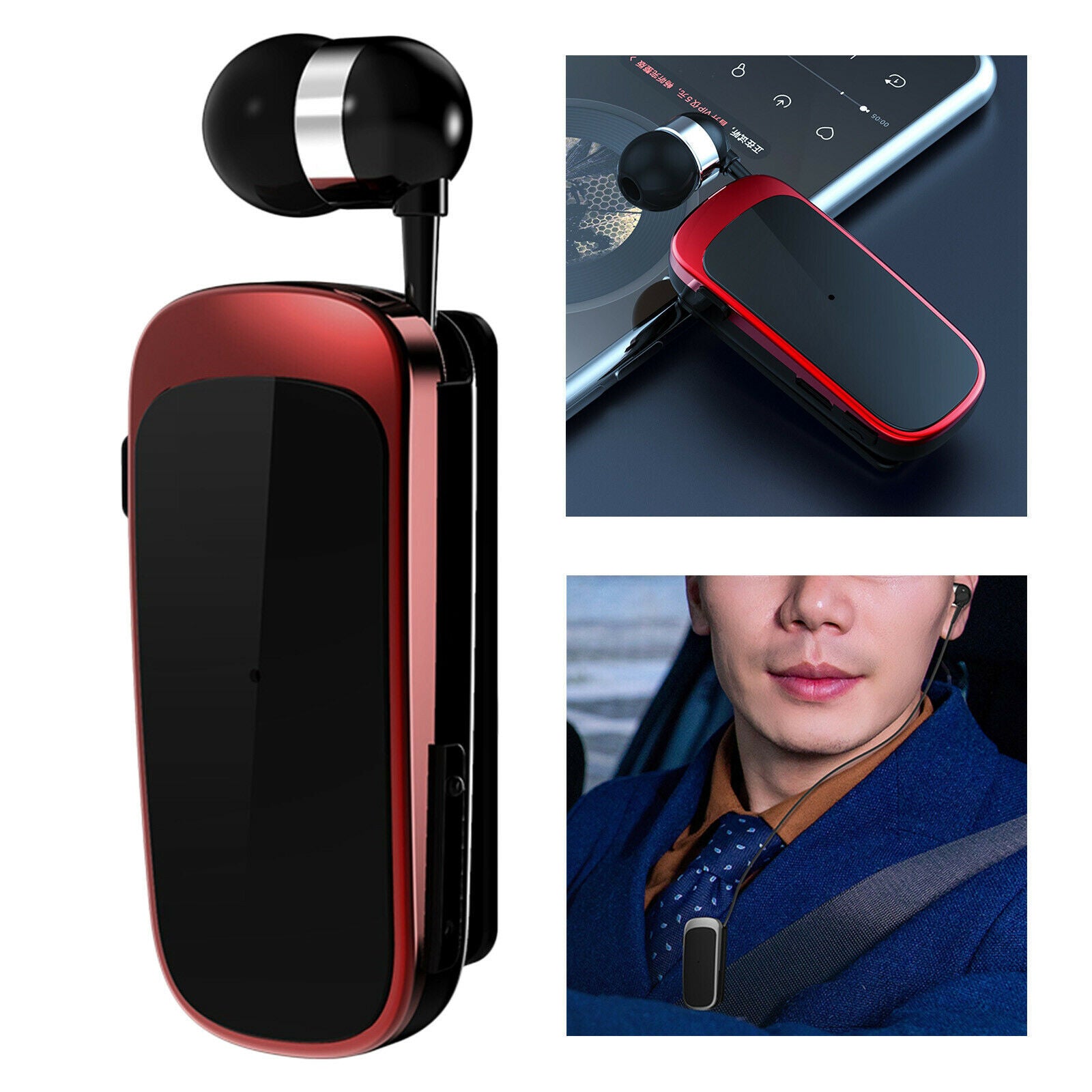 Fineblue K52 Bluetooth 4.0 Headset Driving Earphone Black Red with Box