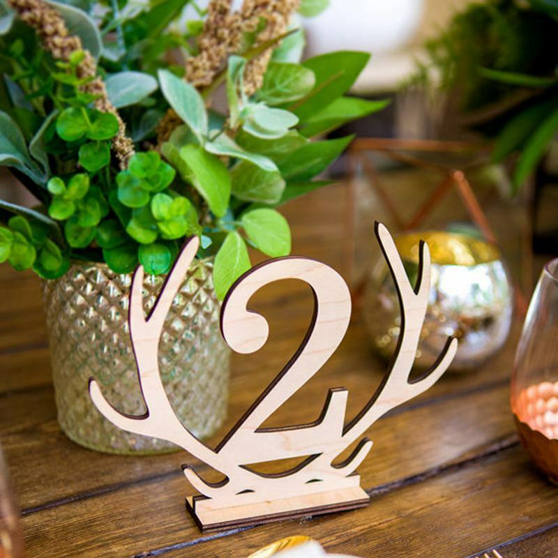 Antlers Shape 1-20 Numbers Signs Wedding Table Number Wooden Table Number RustK9