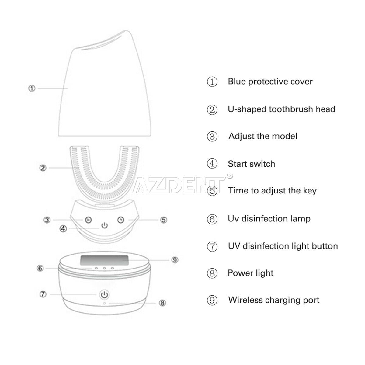 UltrasonicElectric Toothbrush U-Type Ultraviolet Disinfection Inductive Charging
