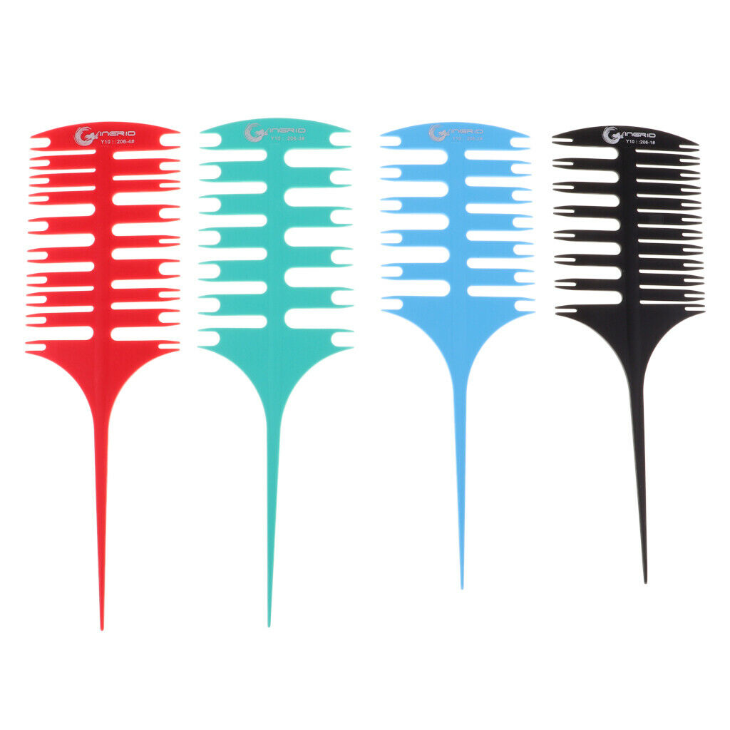 4 Pieces Plastic Rat Tail Sectioning Highlights Teasing Comb For Salon Home