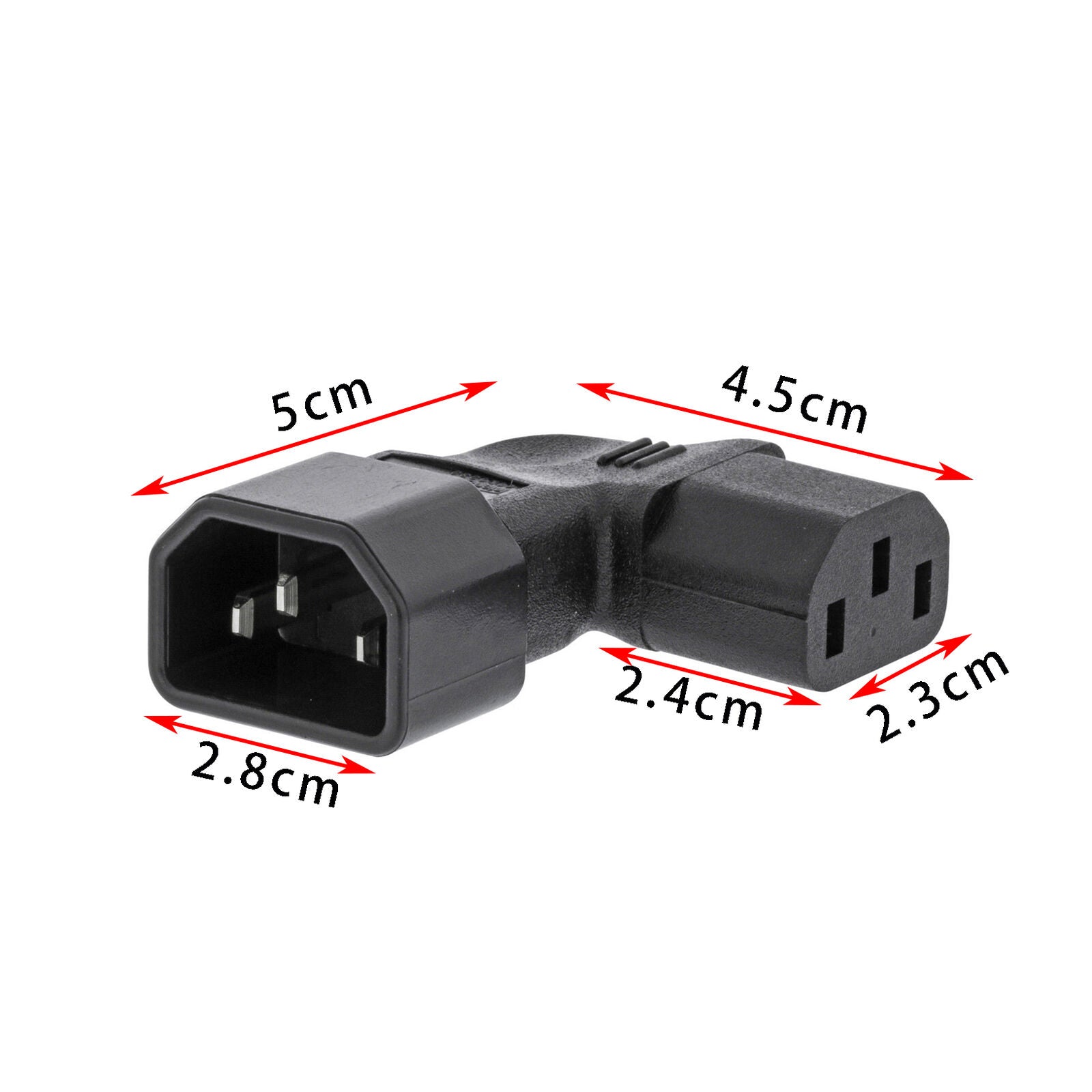 10A IEC320-C13 Male to C14 Female 90-Degree Angle Angled Power Adapter Converter