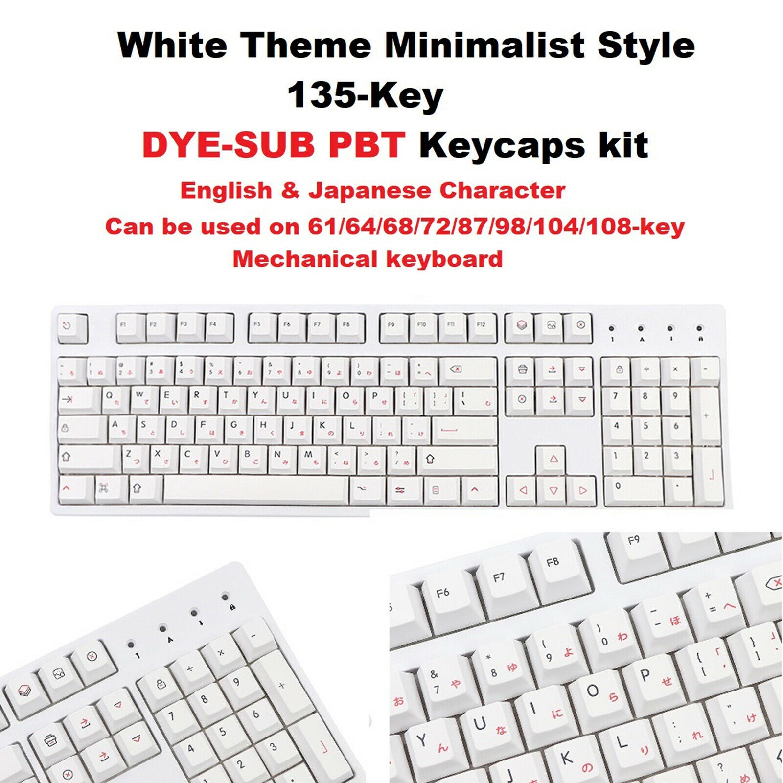 135 Keys PBT Japanese Keycap Theme for 61/64/68/72/87/98/104/108 Keyboard