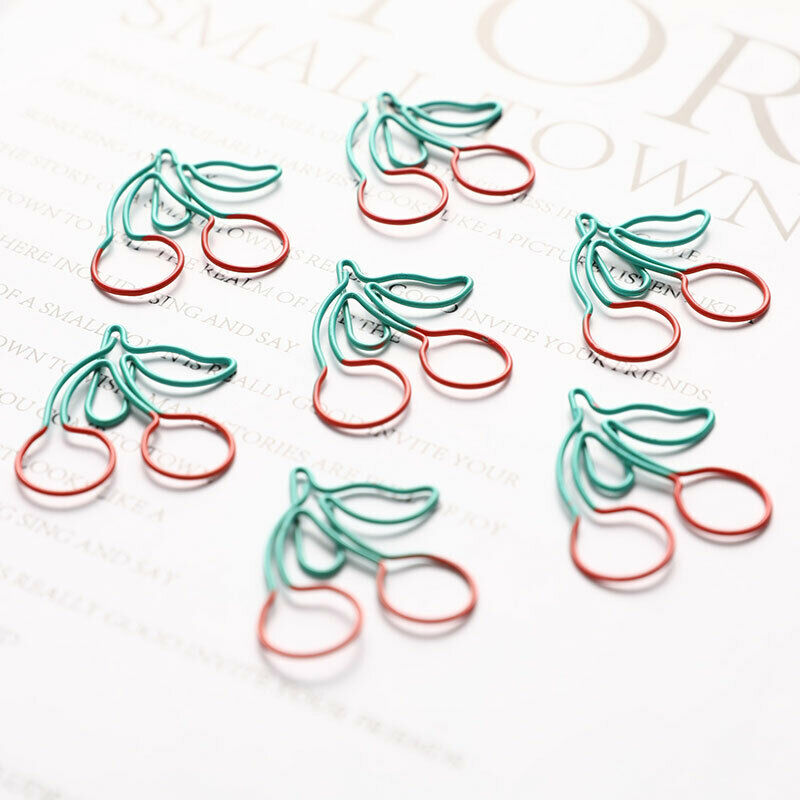 25pcs Cherry Metal Paper Clip Decorative Bookmark Clips Office StationeryA KX