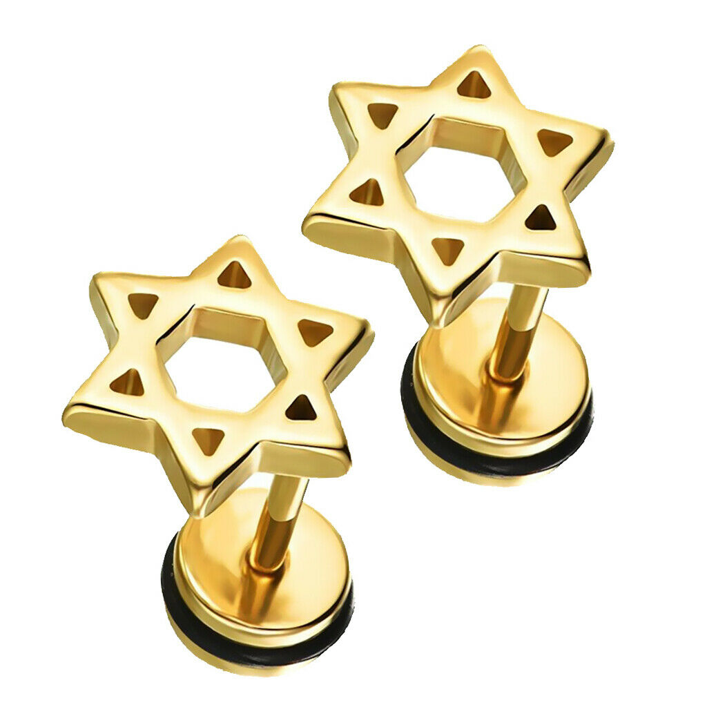 Star of David Stainless Steel Ear Studs Earrings Screw Fashion Lady Man Gift