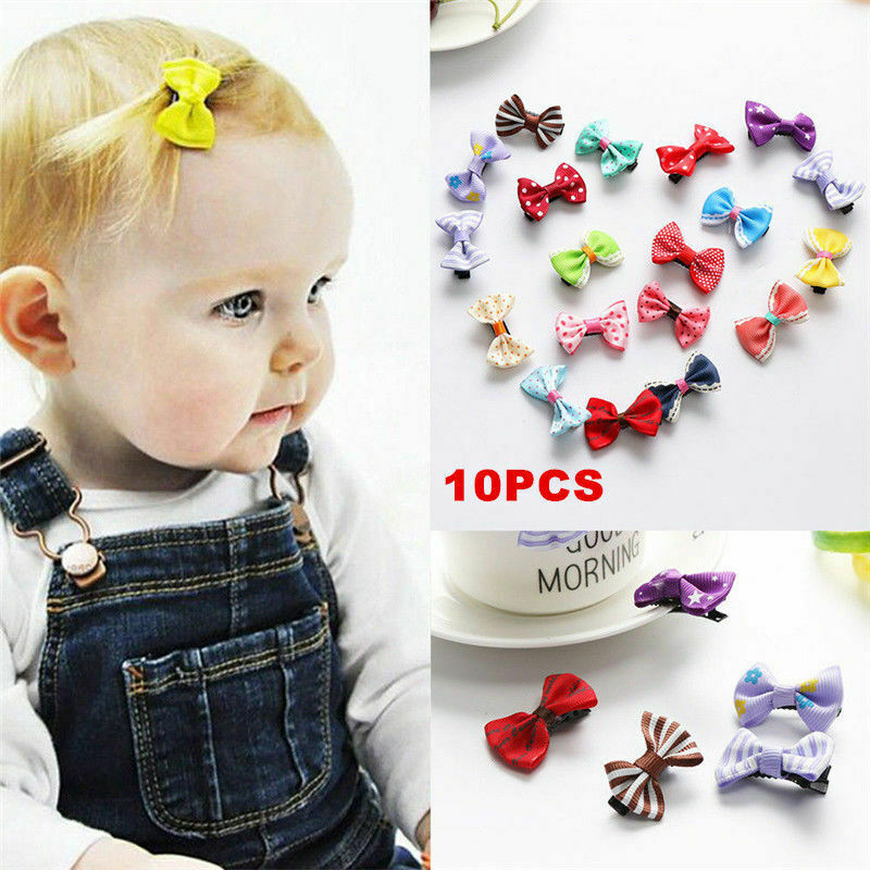 10X/set Kids Baby Girl's Bow Ribbon Hair Bow Mini Clips Hair Clip Hairpins Hot