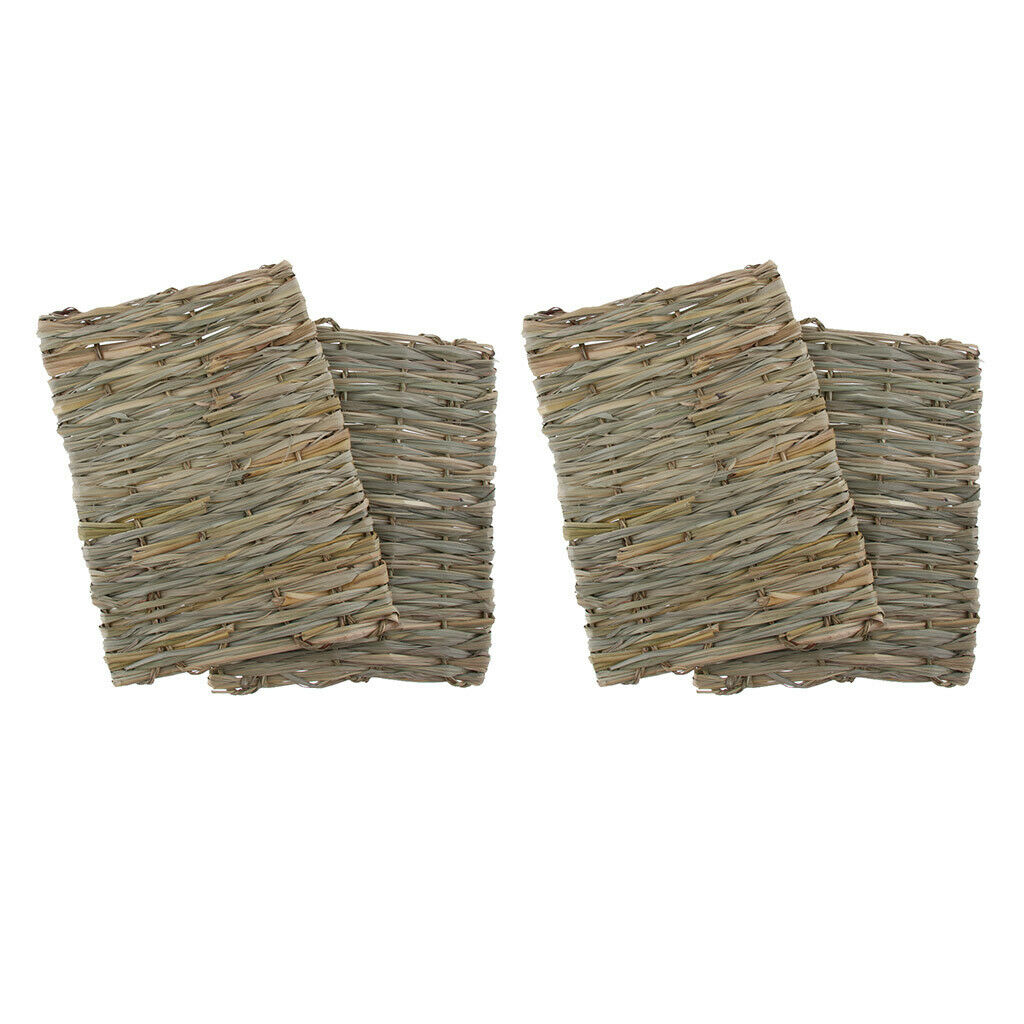 4pcs Straw Woven Rabbit Small Pet Mat Hamster Mouse Natural Hay Bedding Petate