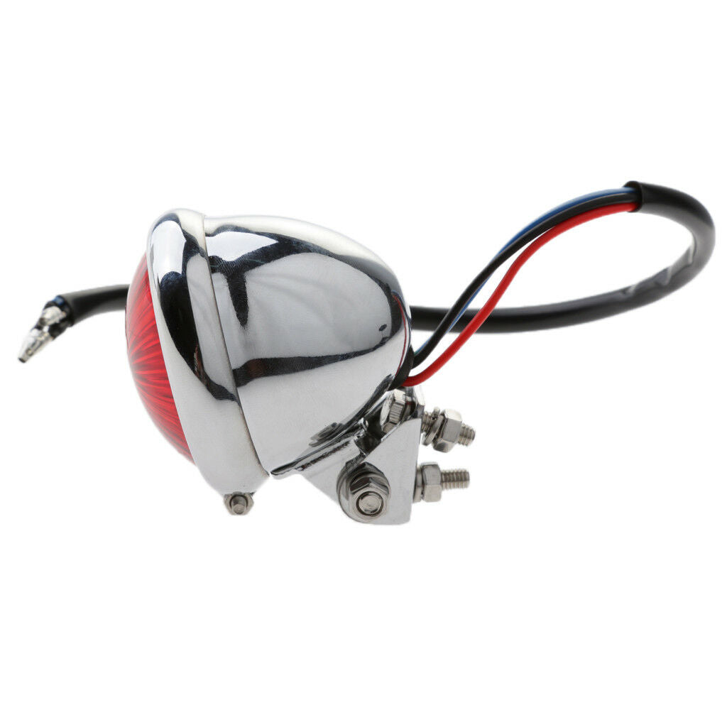 Chrome Motorcycle LED Rear Stop Tail Light for Custom Streefighter - Red