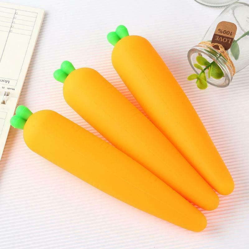 1pc Novelty Silicone Pen Bag Creative Realistic Carrot Party Favors Supplies