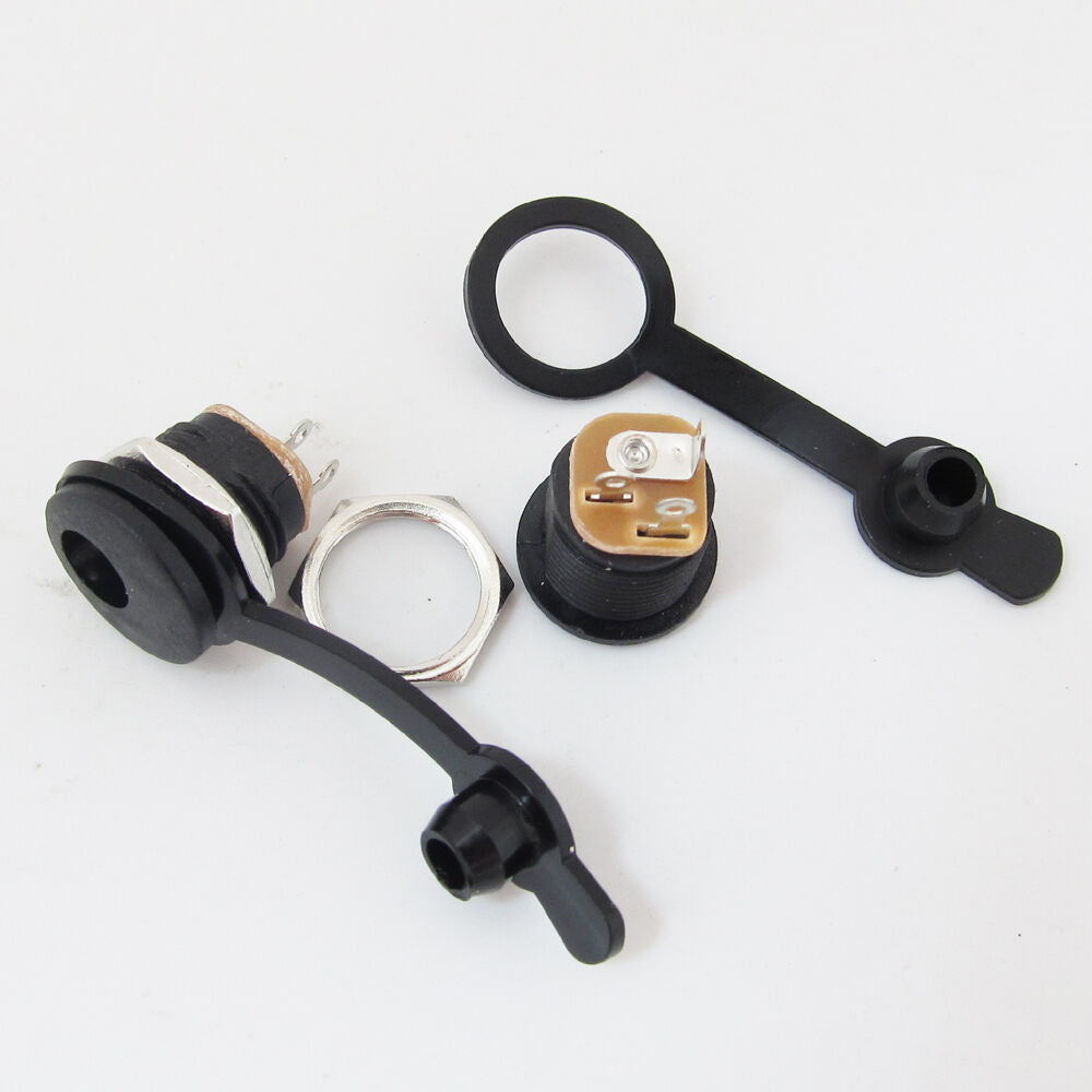 10pcs Copper 5.5x2.1mm DC Power Female Jack Socket with Waterproof Cover & Ring