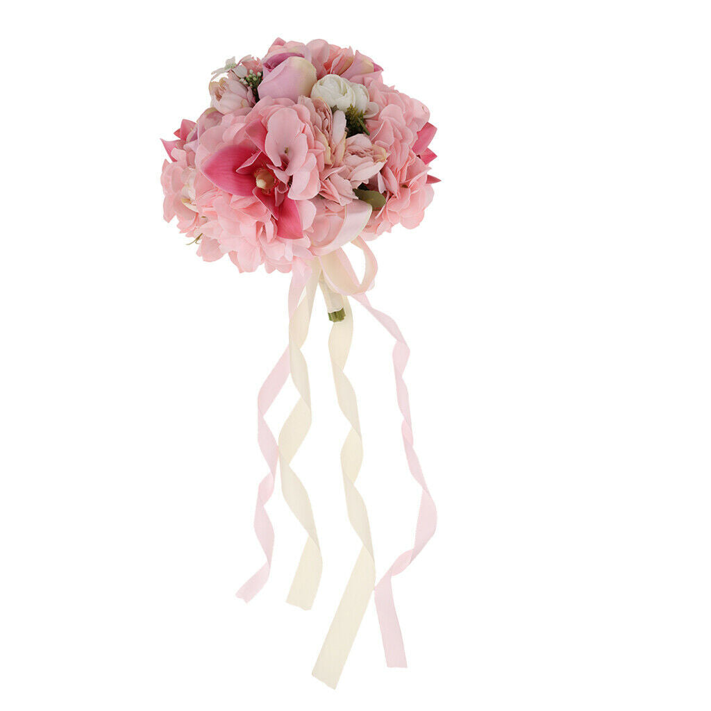 Pink Wedding Bouquet Roses Bridesmaid Bouquet, Bridal Bouquet Artificial Flowers