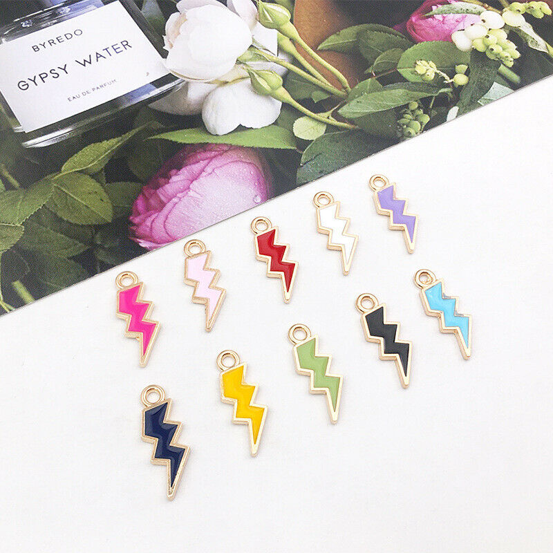 90Pcs Enamel Lightning Cloud Charms Pendant DIY Earring Bracelet Necklace Making