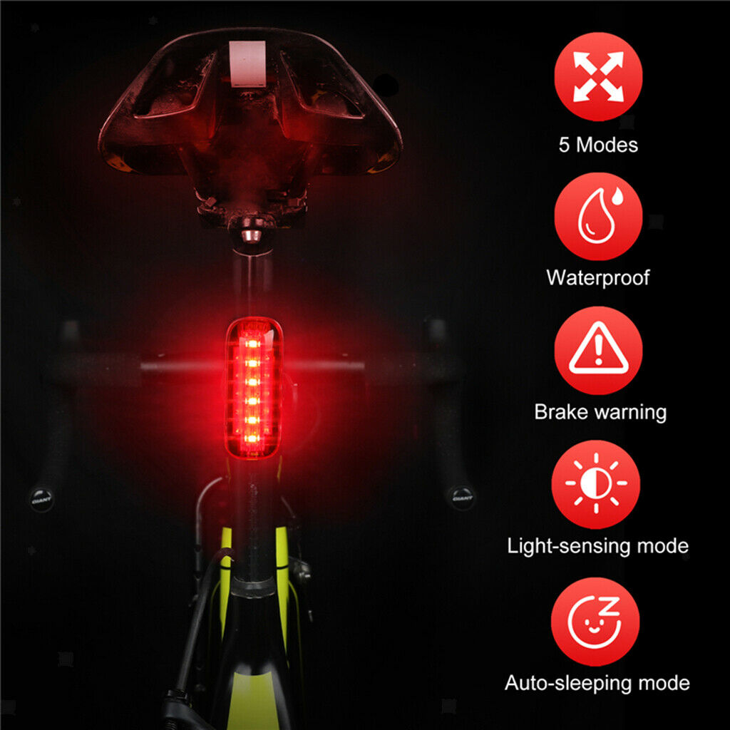 Bike Tail Light, Brake Sensor USB Rechargeable Bicycle Rear Light, Waterproof