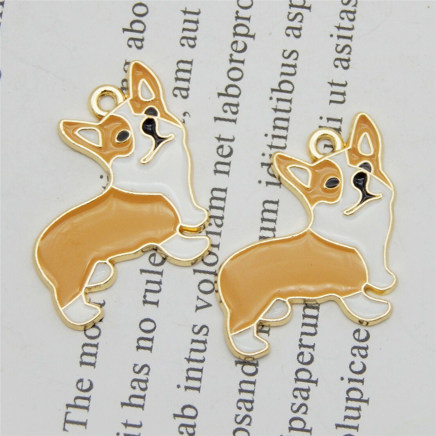 10 pcs Enamel Puppy Dog Charm Corgi Alloy For Pendant Jewelry DIY Crafts 23*22mm