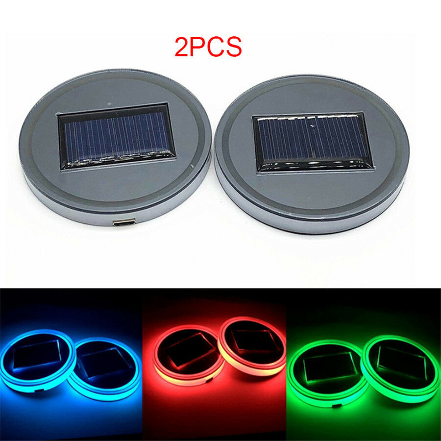 Solar Cup Pad Car accessories LED Light Cover Interior Decoration Lights Fashion