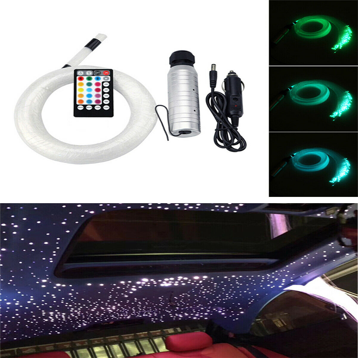 6W RGB LED Fiber Optic Engine Car Interior Star Sky Ceiling Atmosphere Light Kit
