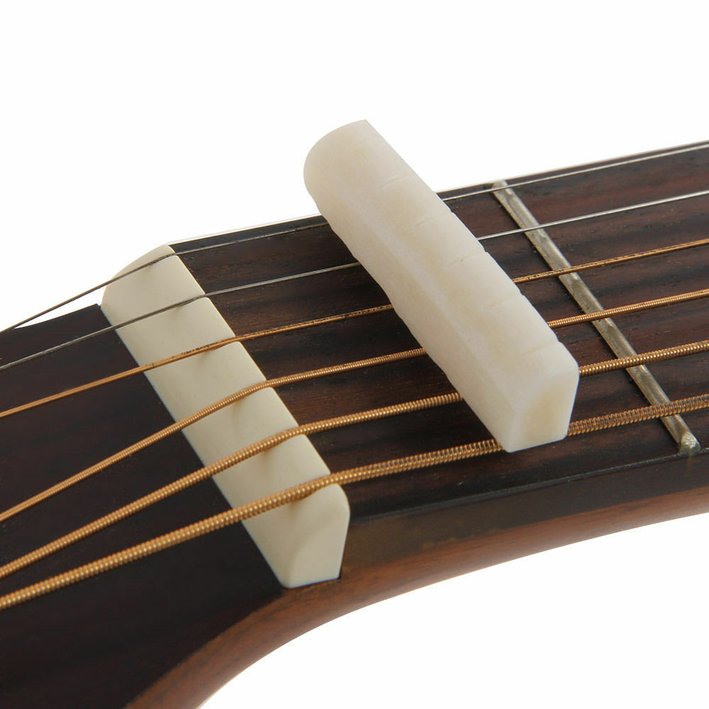 Beige Buffalo Bone Bridge Saddle And Slotted Nut For 6 String AcousticG.l8