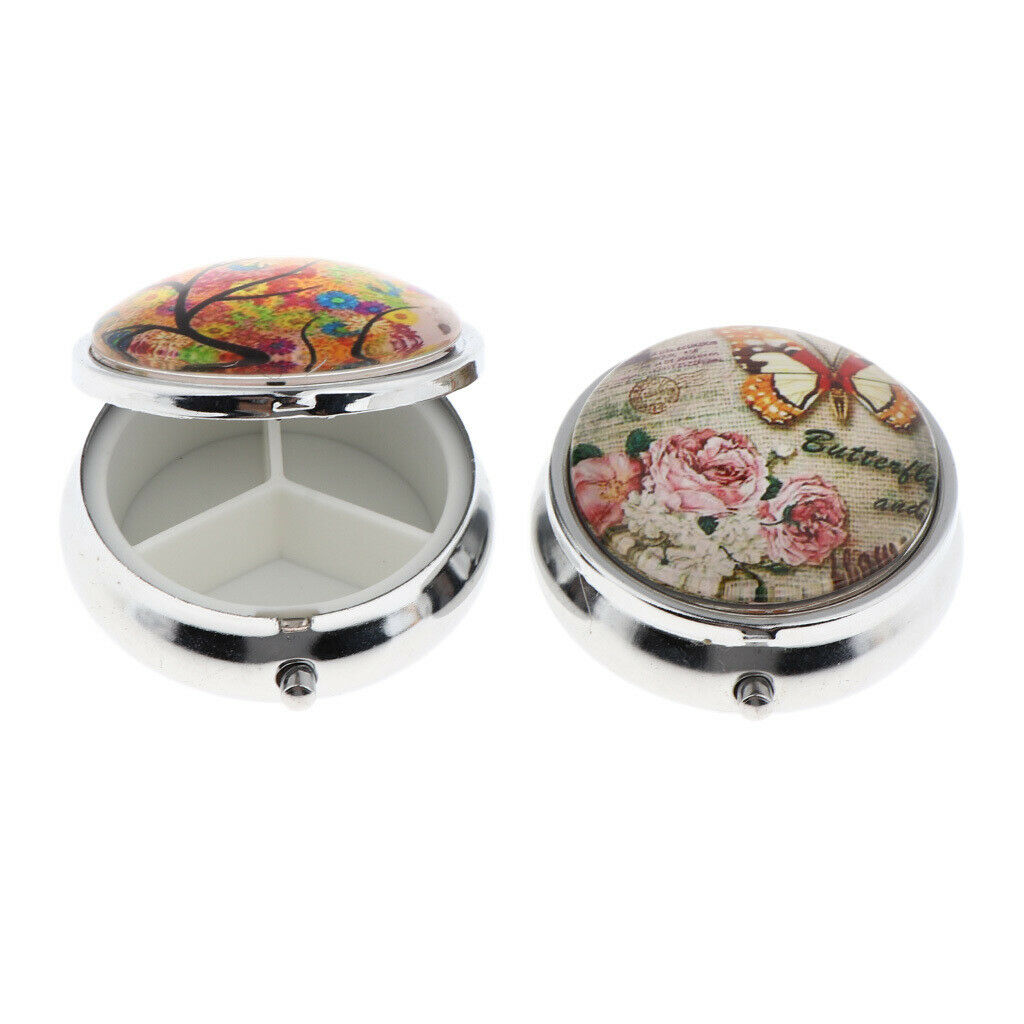 3 Slots Round Pill Organizer Storage Box Makeup Blush Case Medicine Planner