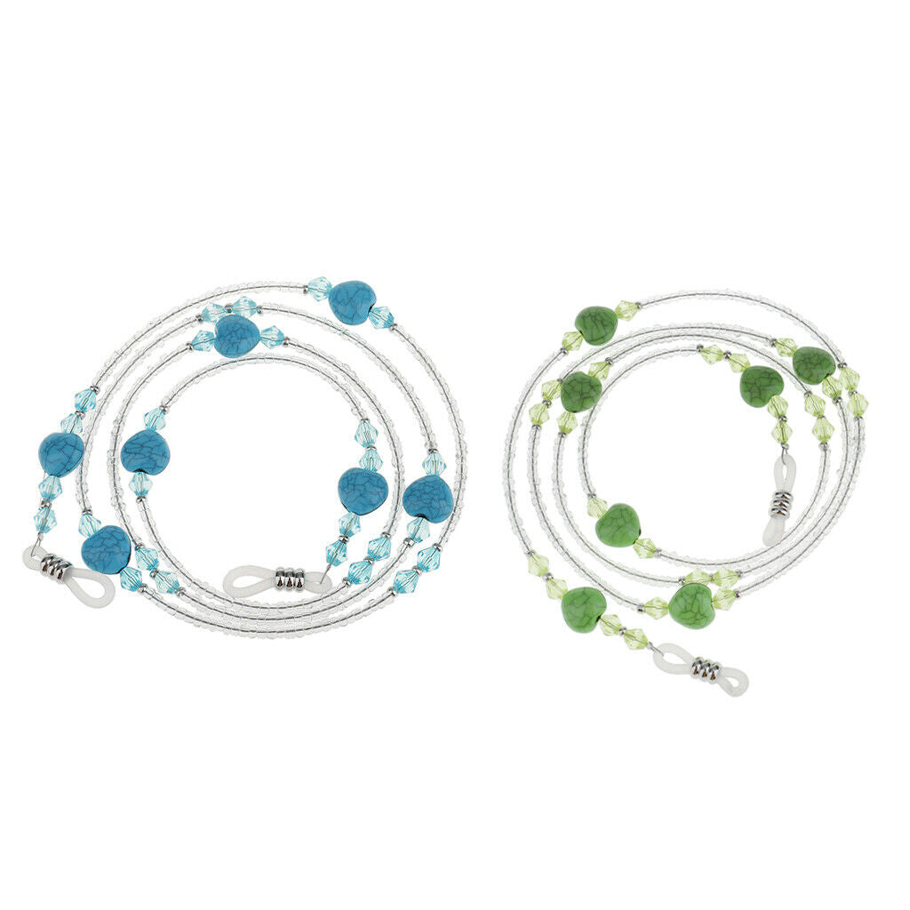 Beaded Eyeglass Chain Holder Sunglasses Spectacles Lanyard Necklace Set of 2