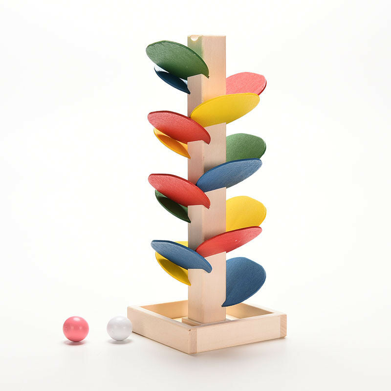 Wooden Tree Ball Run`Track Play Game Supplies Kids Intelligence Education.l8