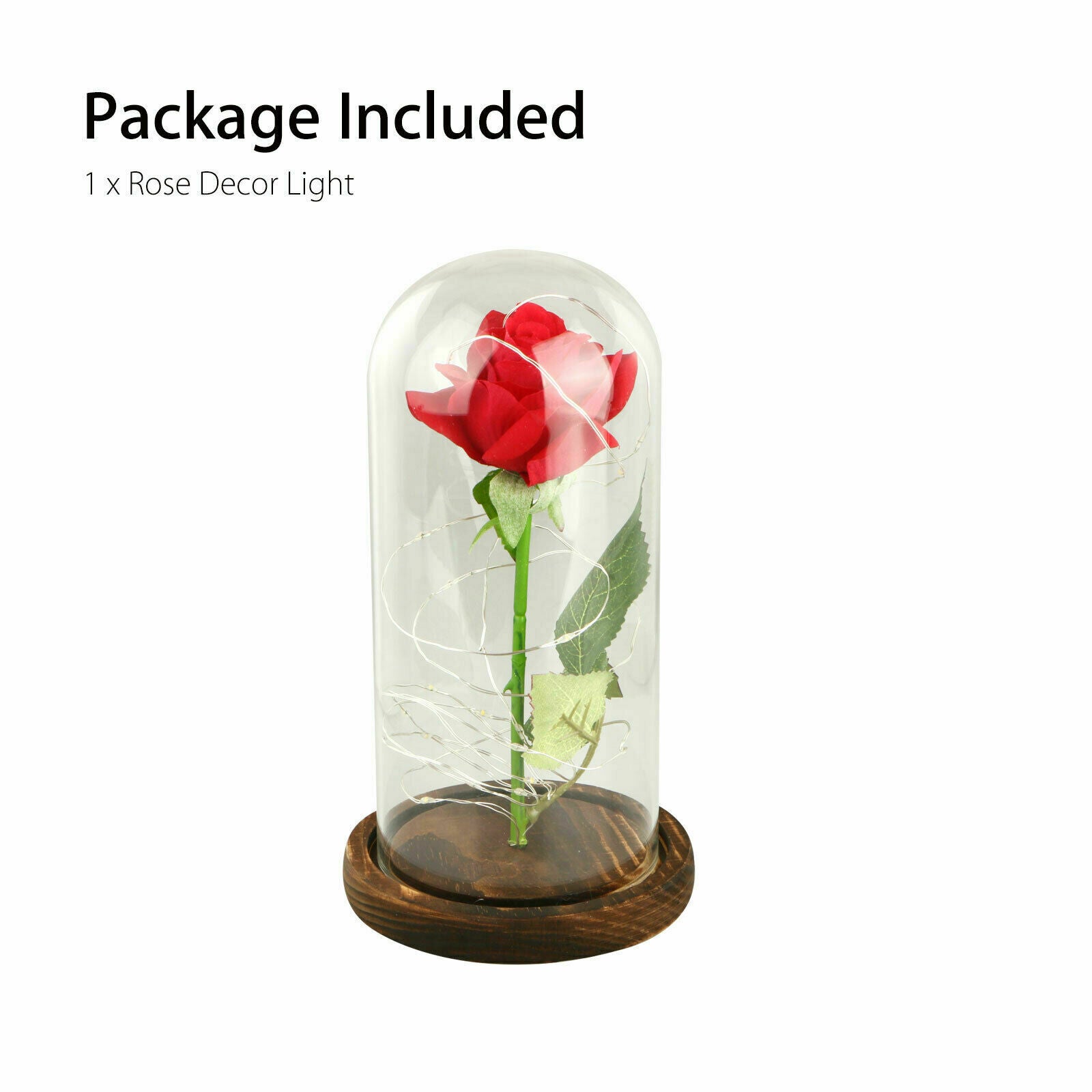 Beauty And The Beast Enchanted Rose In Glass Dome Light LED USB Lamp Decor Gift