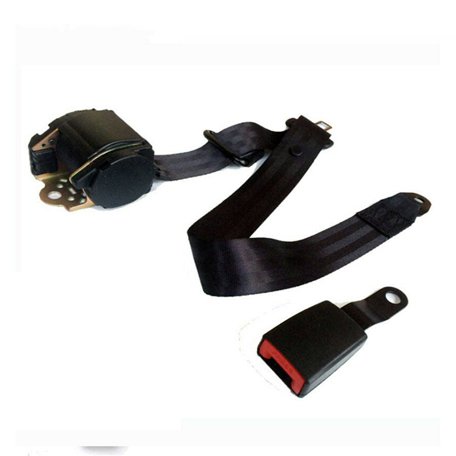 Retractable 3 Point Universal Car Safety Seat Belts Lap with Curved Rigid Buckle