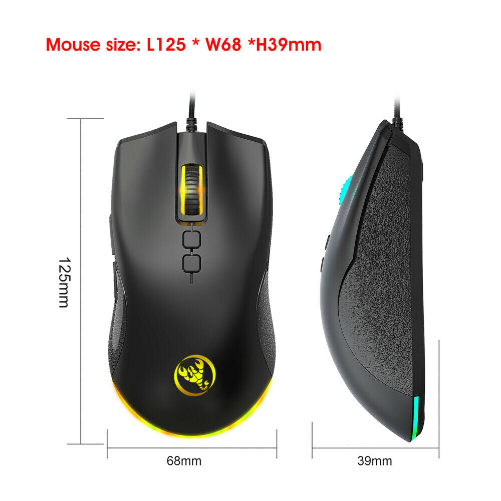 For HXSJ A883 USB Wired Gaming Mouse RGB Gamer Mice Mouses for Desktop Laptop