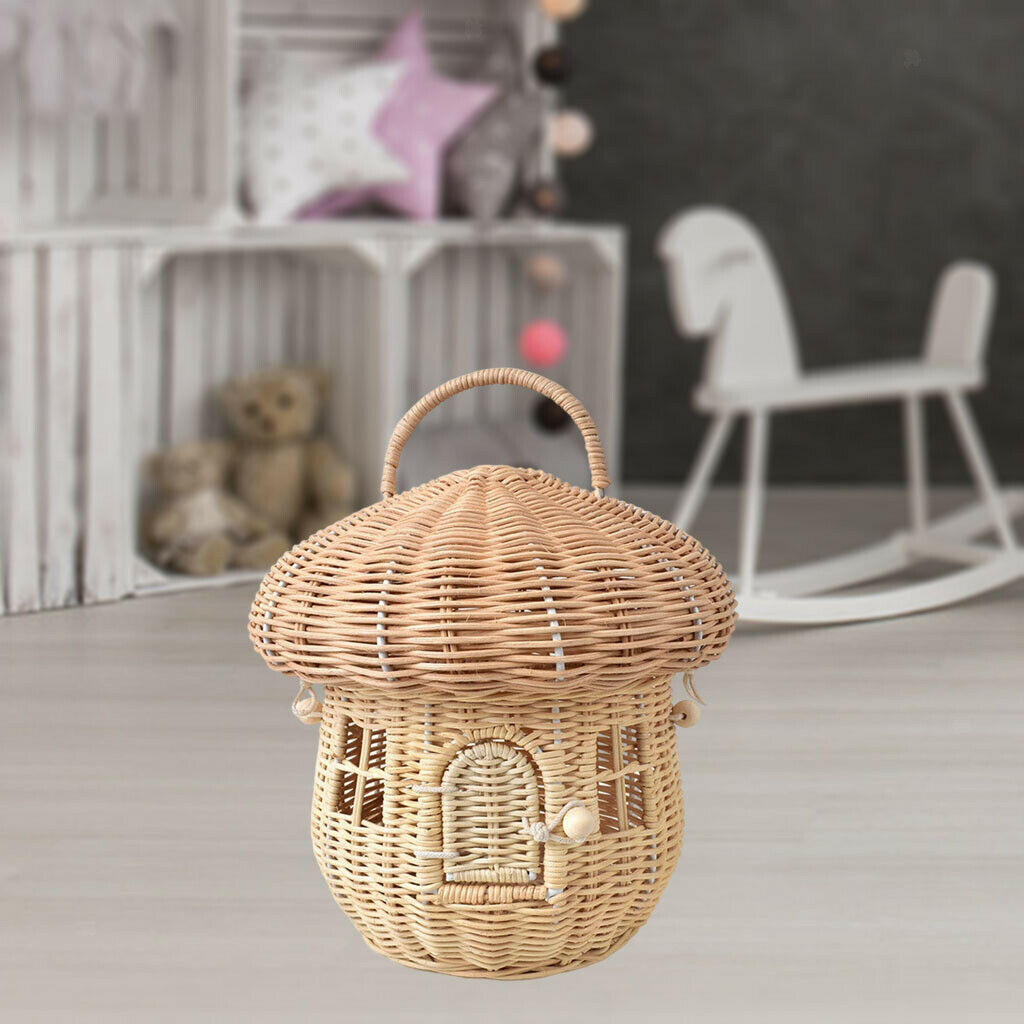 Chic Rattan Handbag Woven Shelf Organizer Box Travel Bucket Fruit Basket