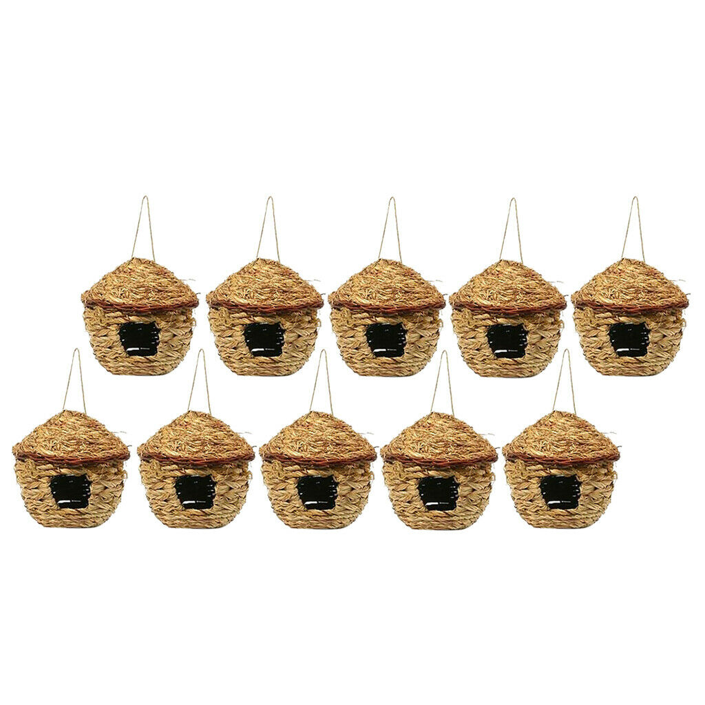 10x Grass House 12cm Handwoven Straw Bird Nest Hatching Breeding Grass Cave