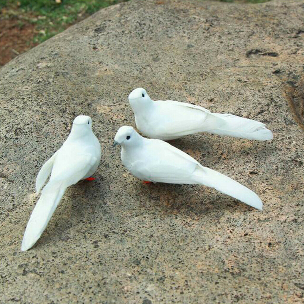 Handmade Lifelike Pigeon Dove Garden Patio Backyard Pond Home Decor Statue