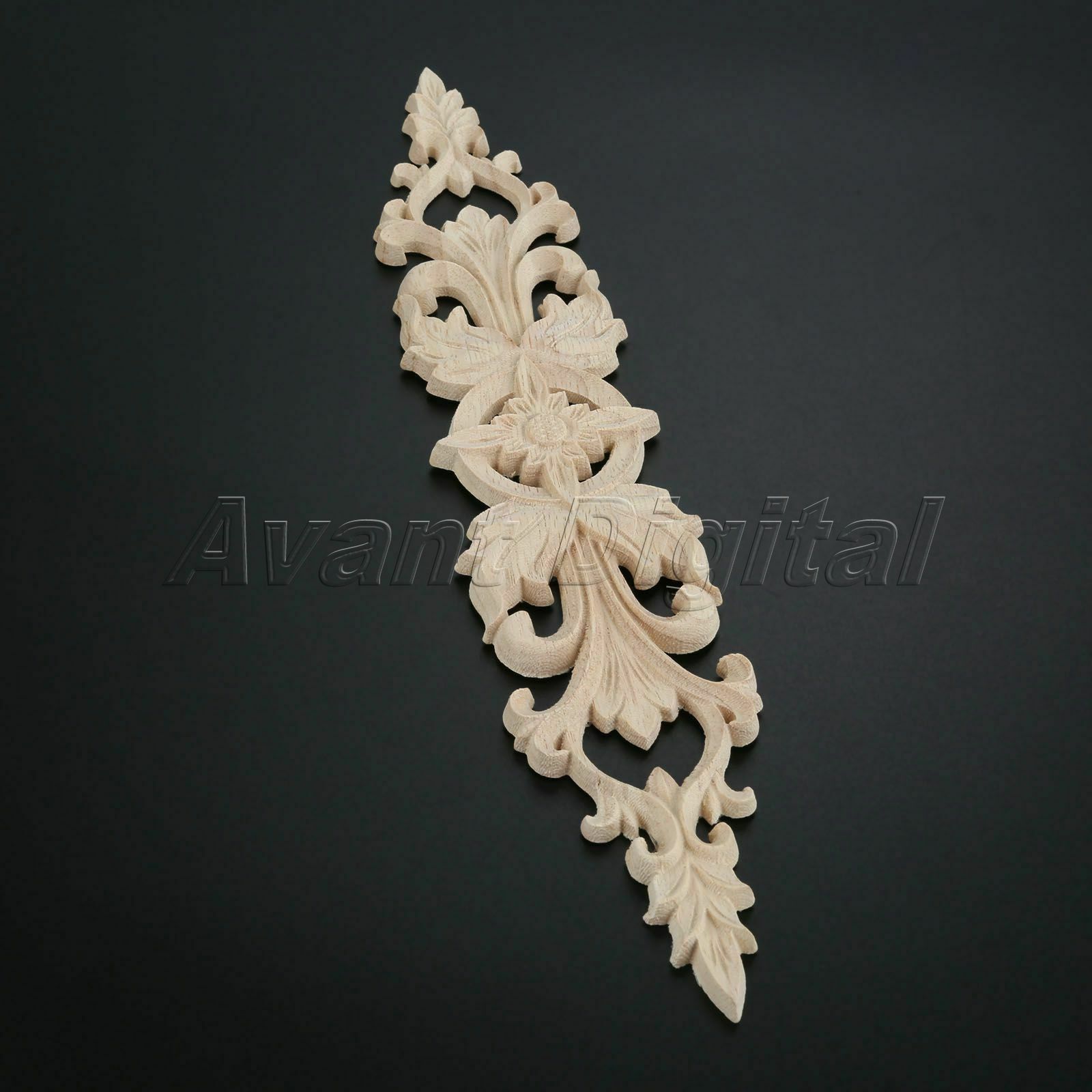 33*6cm Elegant Unpainted Wooden Carved Long Applique Oak Wood Decor Furniture