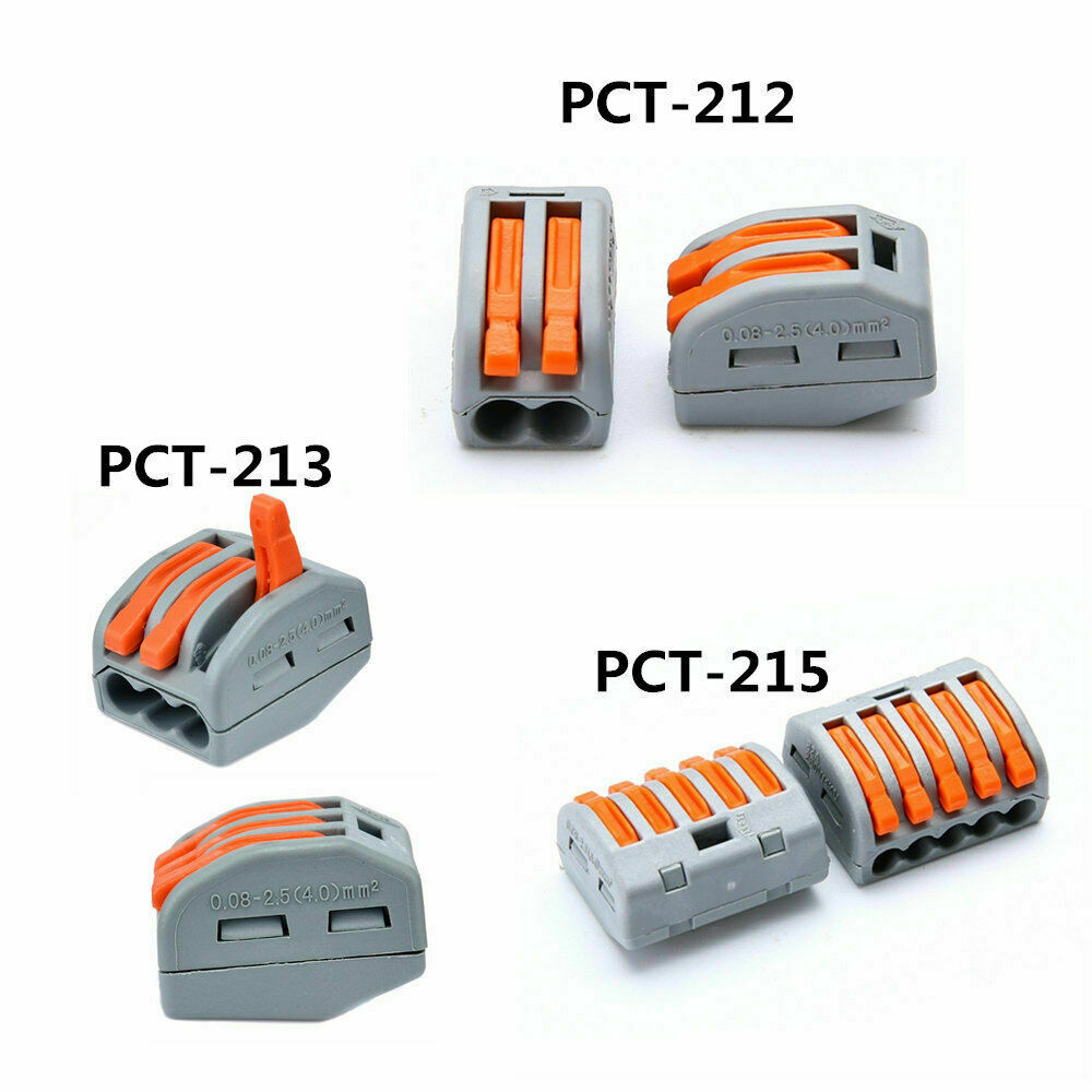 60Pcs Way Spring Lever Terminal Block Electric Cable Wire PCT-212/213/215 NEW