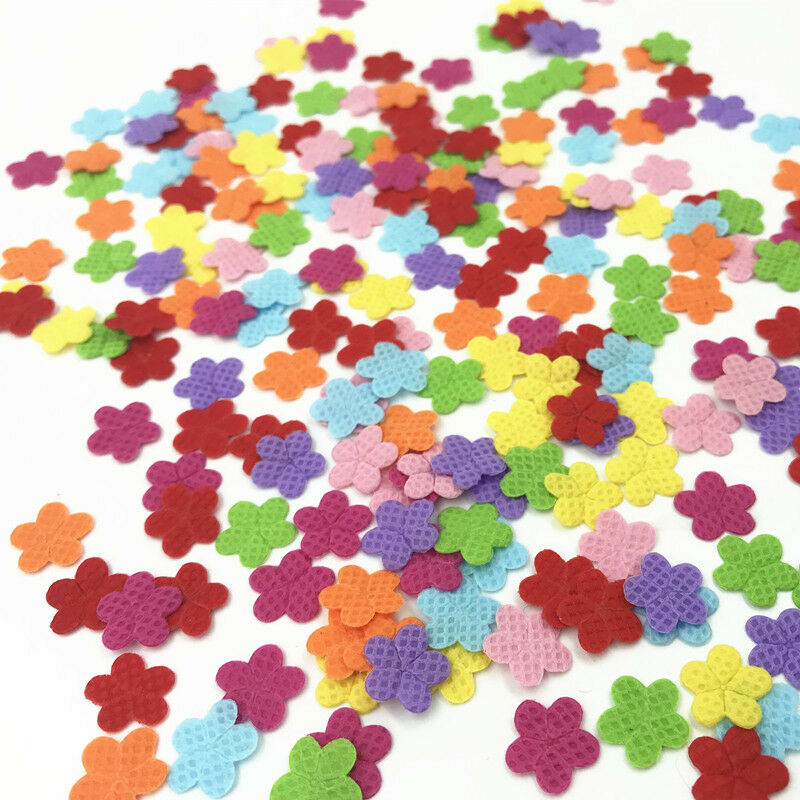 200pcs Felt Appliques Mixed Colors Flowers Cardmaking decoration Craft 12mm