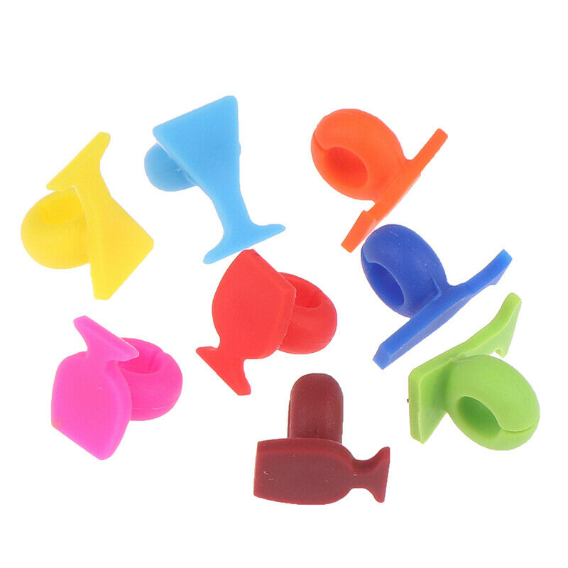 8pcs Silicone Wine Glass Shape Wine Glass Marker Drinking Cup Identifi.l8