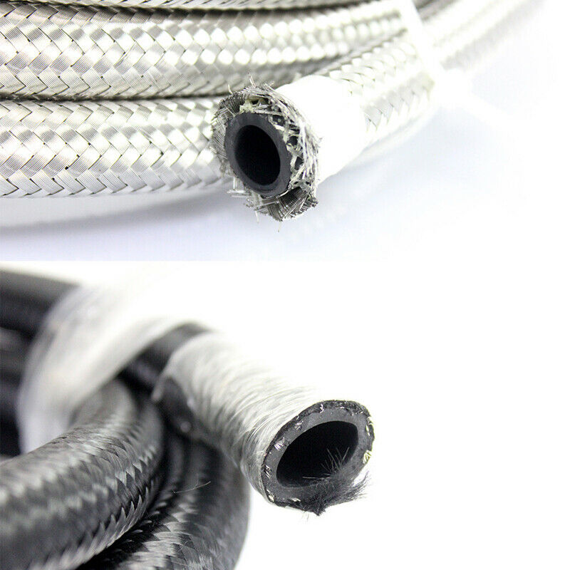 1M Length 10AN Car Oil Cooler Stainless Steel Braided Oil Fuel Line Hose Tube