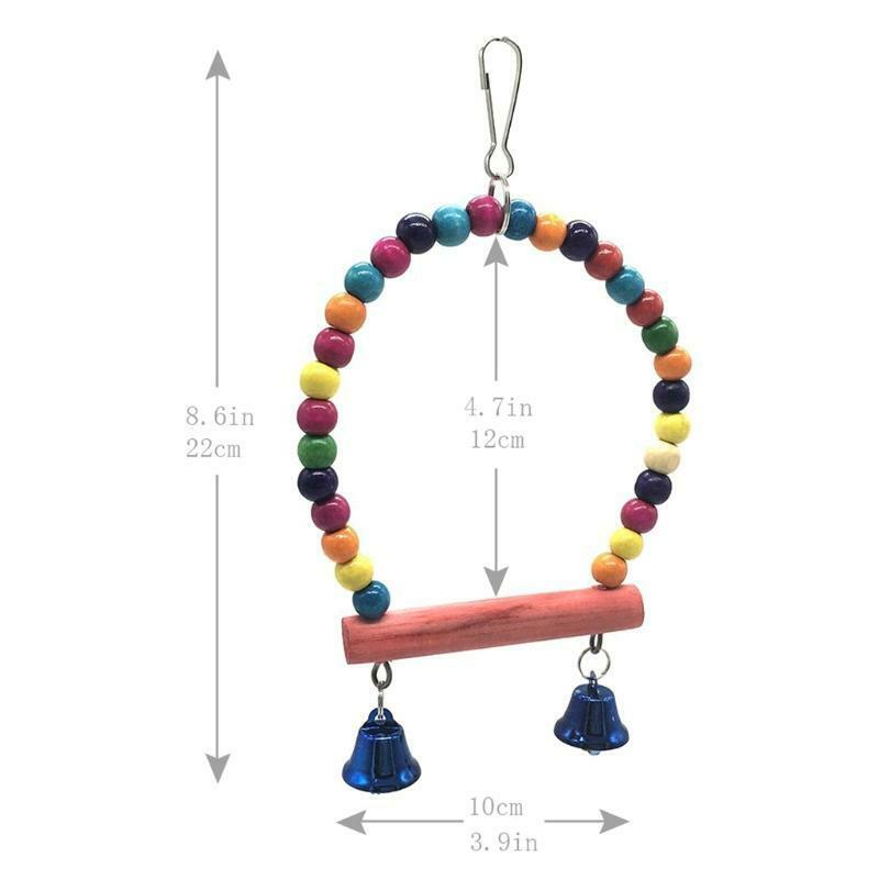 Parrots Toys 5Pcs Set Wooden Beads Perch Swing Platform Rattan Balls for Cage