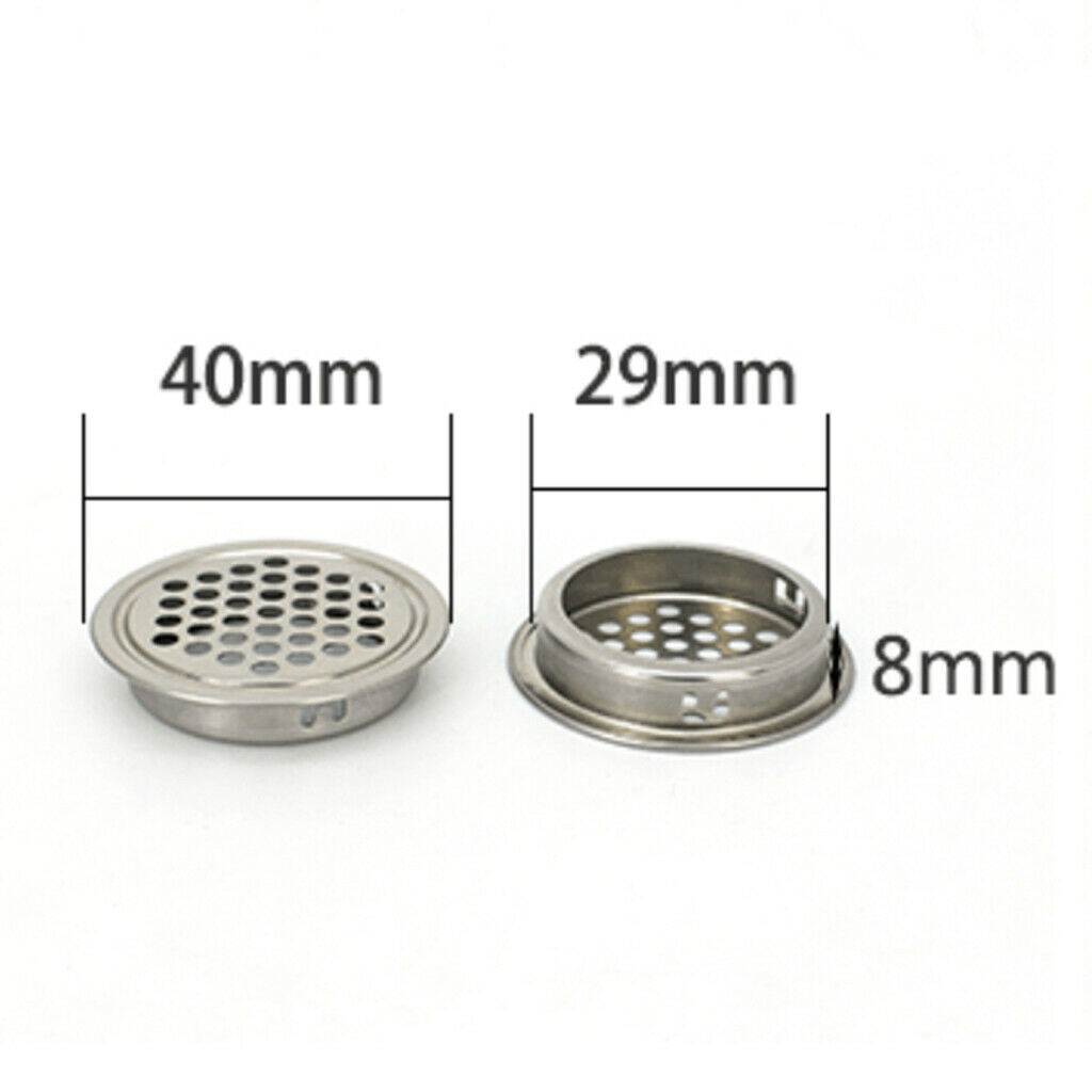 10Pcs Stainless Steel Air Vent Louver Cover Air Fresh for Cabinet-29mm