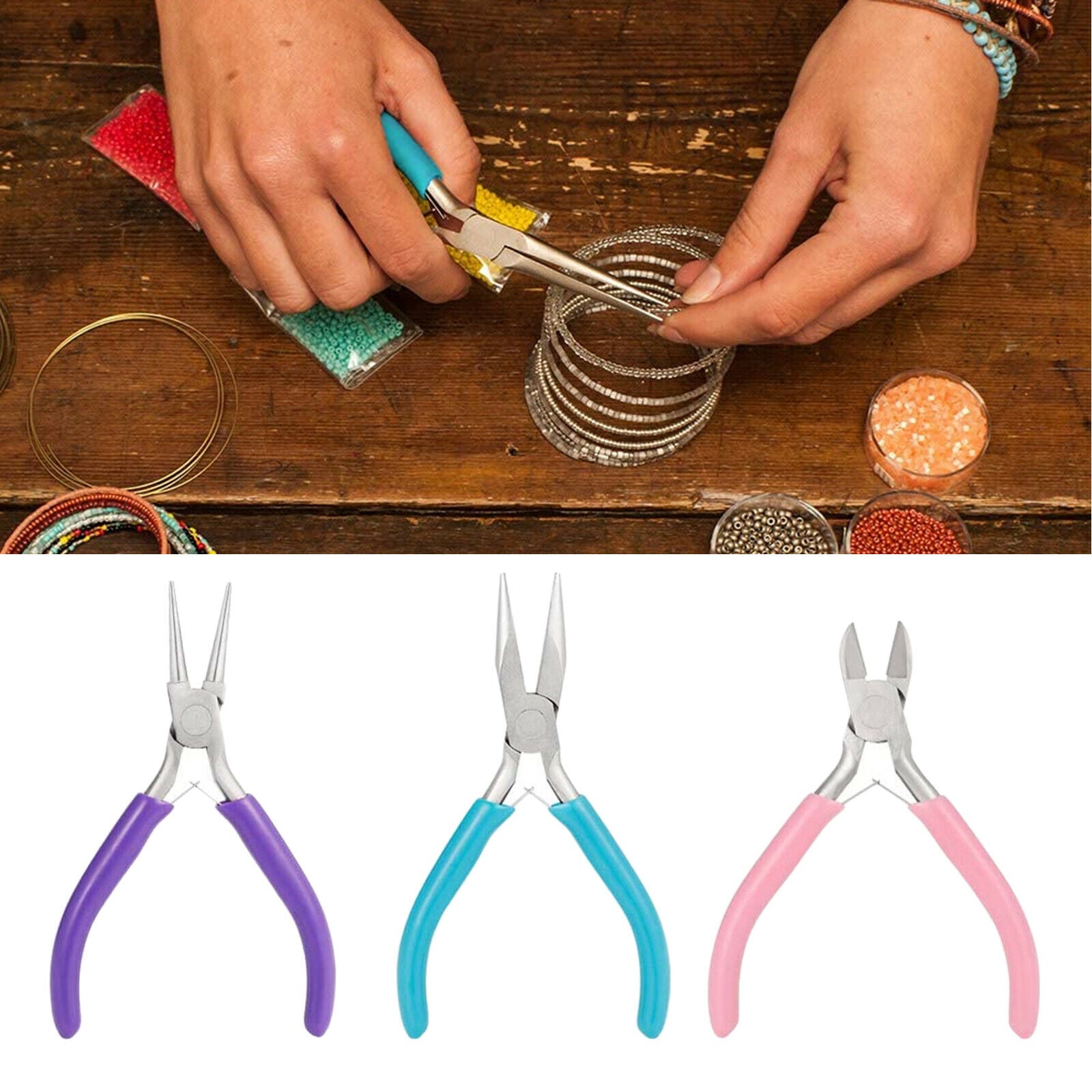 3pcs  Jewelry Beads Making Tools Pliers Bead Line Kits De