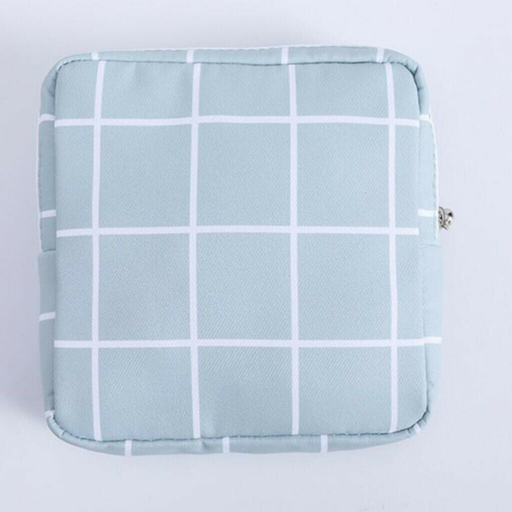 Zipper Cotton Sanitary Bag Towel Tampons Storage Holder for Girls Lady Blue