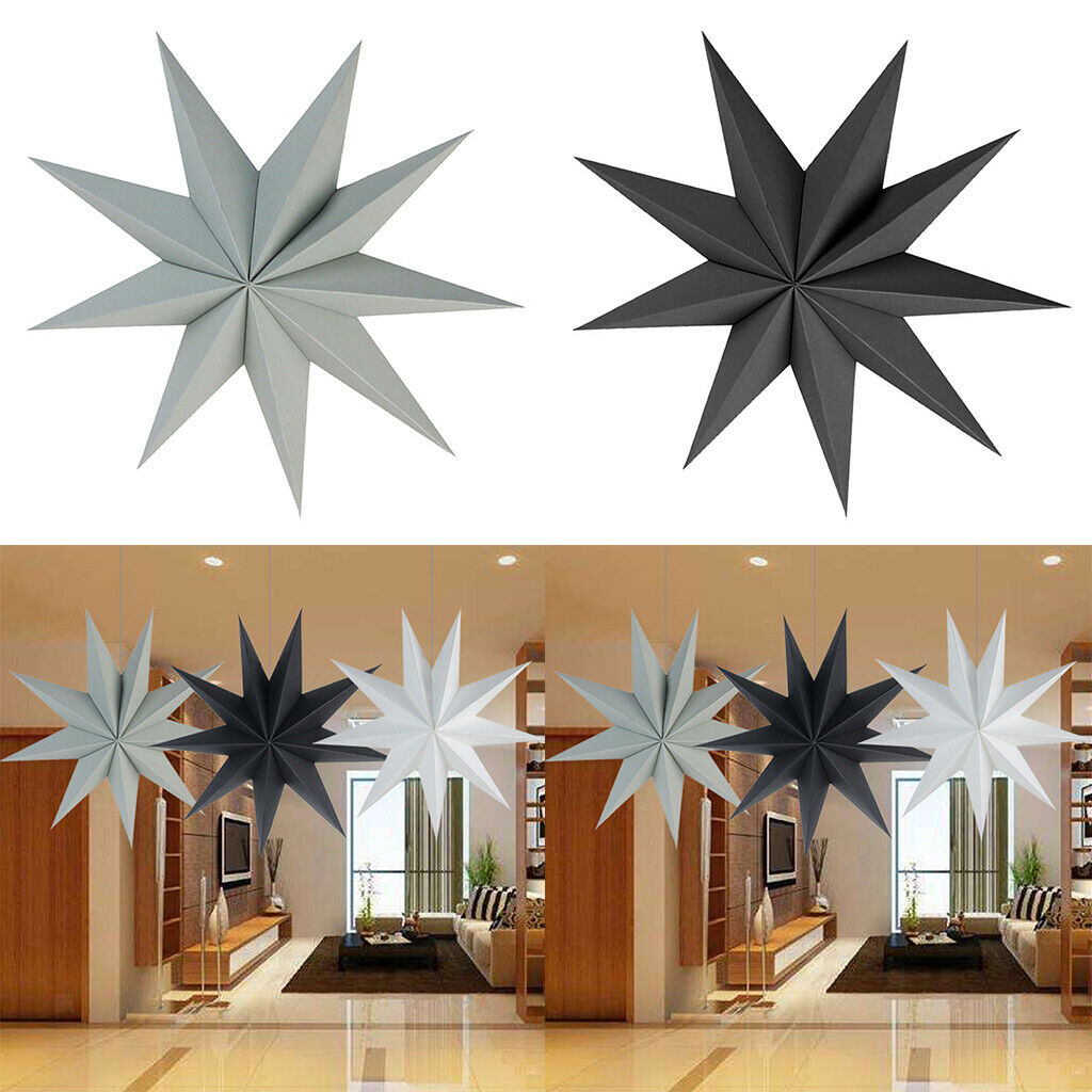 2Pcs Christmas Nine Angles Paper Star Hanging Decor Home Party DIY Craft NEW