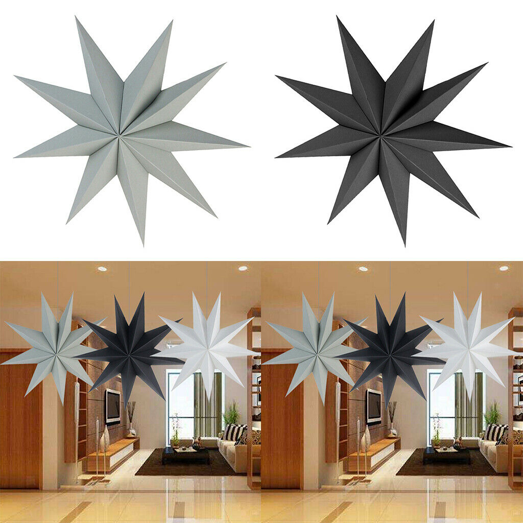2Pcs Christmas Nine Angles Paper Star Hanging Decor Home Party DIY Craft NEW