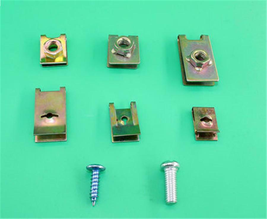 100*Mixed Car Door Panel Fastener Fixed Screw U Type Gasket Fender Metal Clips