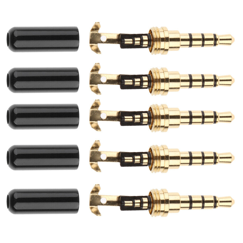 5pcs Universal Audio Plug Male Head Plug Connector Head For MP4 Agate Black