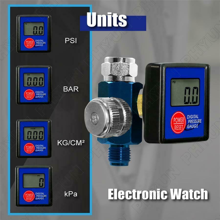 Digital Spray Paint Gun Air Pressure Regulator Gauge Water Trap Filter Tool