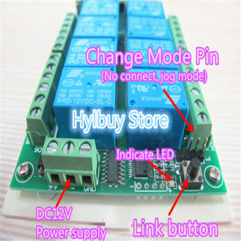 DC 12v 8CH wireless RF Remote Control relay Switch Transmitter+Receiver For Lamp