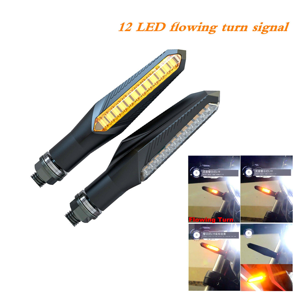 12 LED flowing turn signal motorbike warning light flow indicator spirit beast