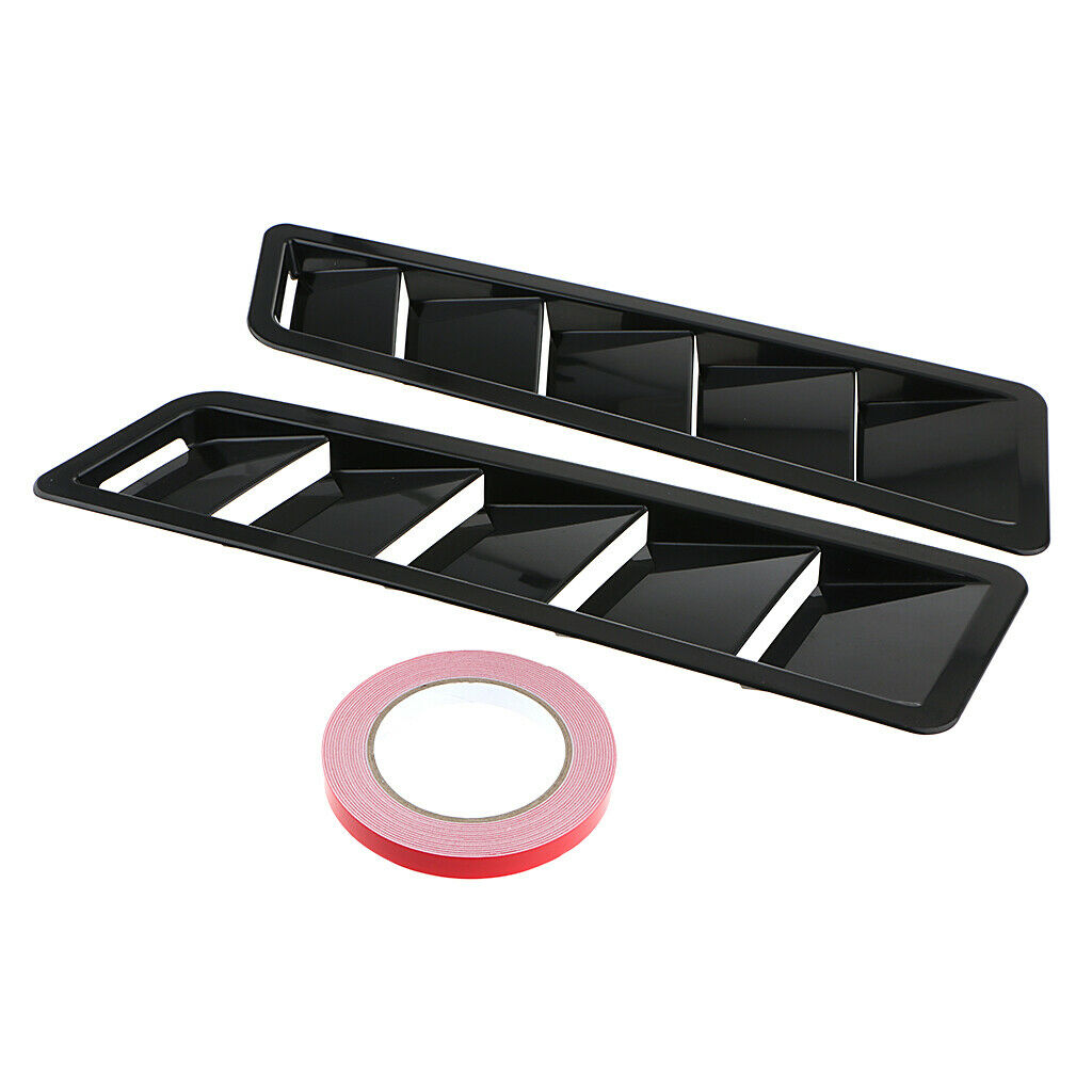 2pcs Universal Race Car Hood Air Vent Louver Panel Trim Black ABS Pattern
