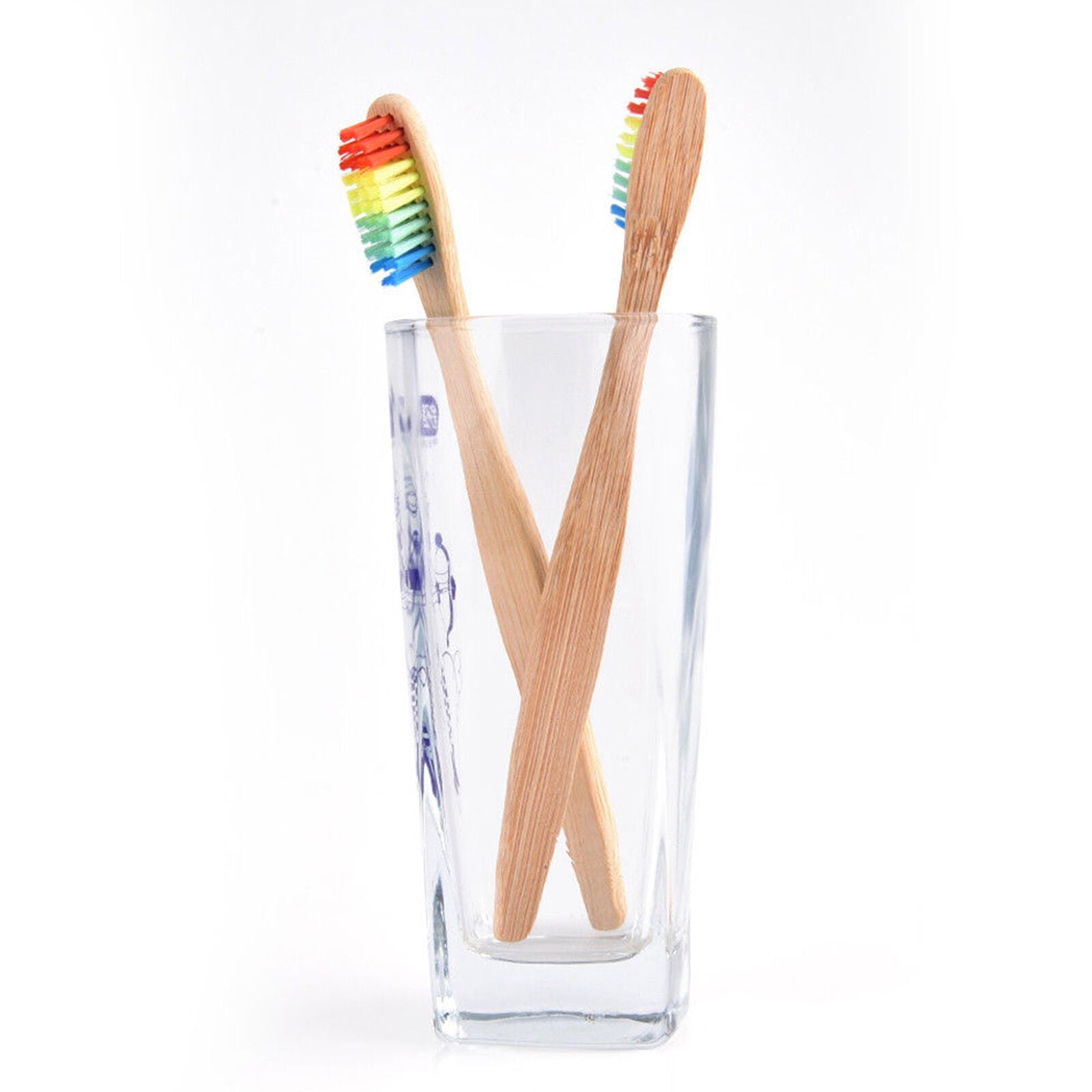 10X Cepillo dientes bambÃº mÃ©dula Arco iris Dientes madera Cepillo Fibra madera